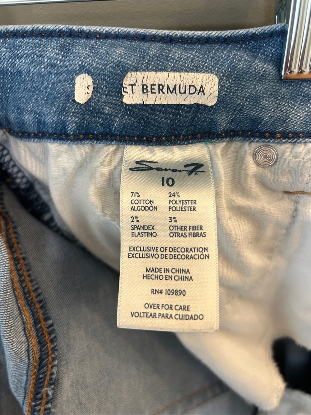 Seven7 Light Blue Distressed Denim Bermuda Shorts women’s size 10 - Picture 5 of 5
